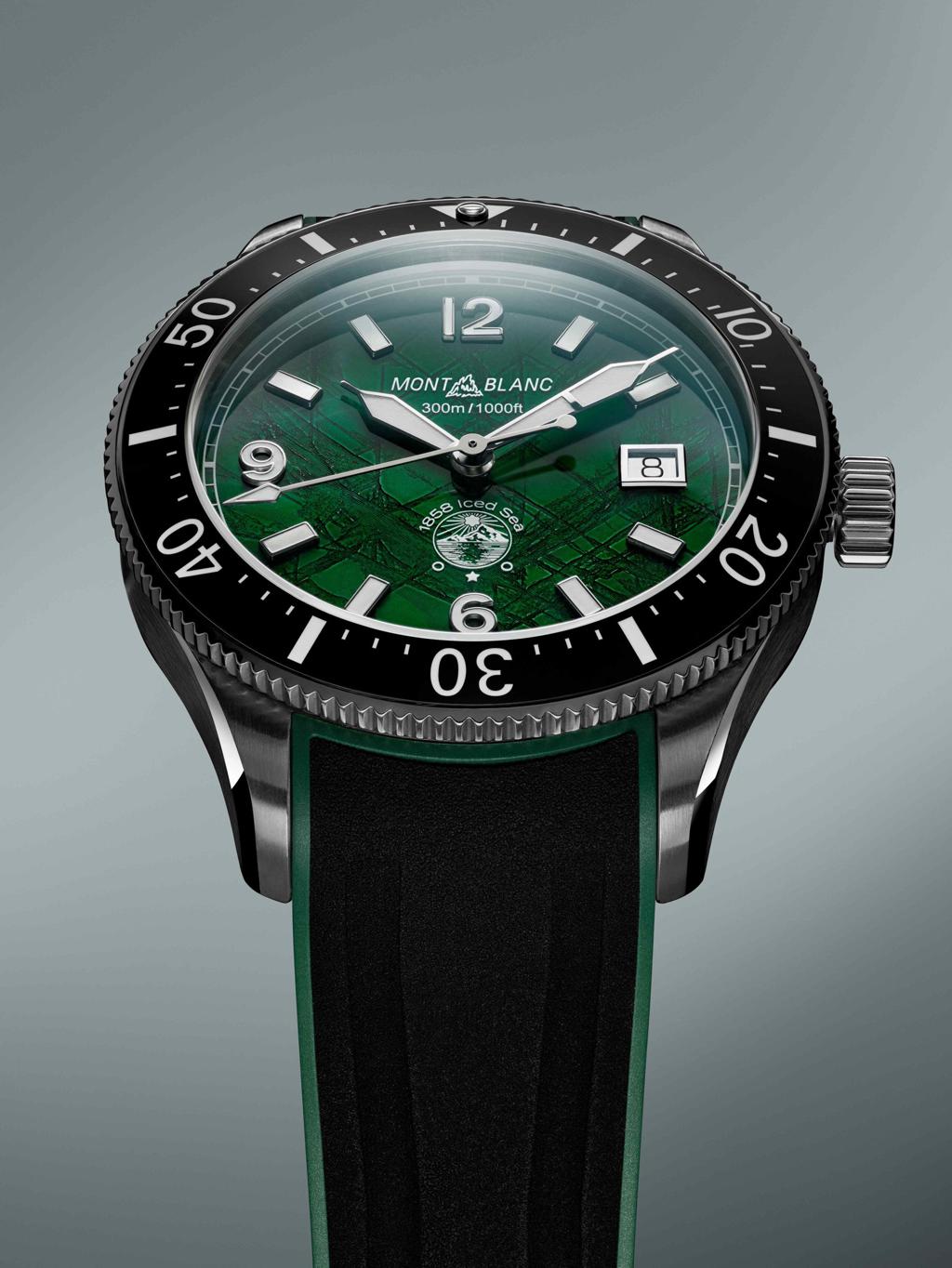萬寶龍全新1858系列Iced Sea綠面腕表，只在直營專賣店限定款。（MONTBLANC提供）
