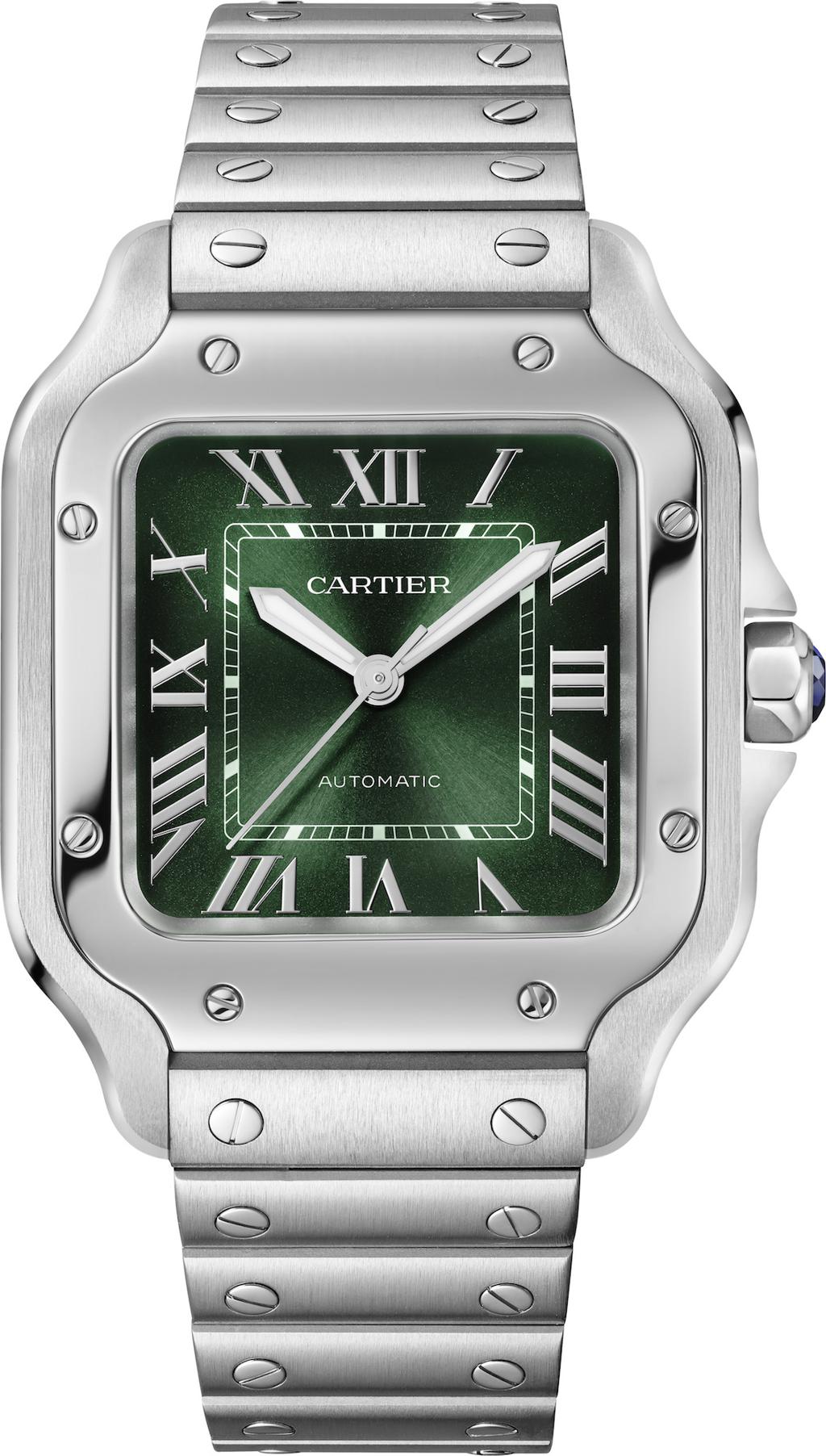 卡地亞今年也有一款Santos de Cartier綠面鋼表。（Cartier提供）