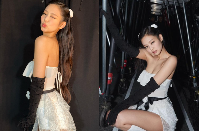 Jennie彩排跨坐在Lisa腿上意外撞擊「重要部位」。(圖/擷取自Jennie IG)