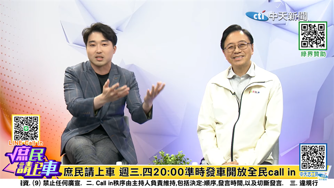 桃园市长张善政今上中天《庶民请上车》节目揭开桃园大秘宝进度。(蔡依珍摄)
