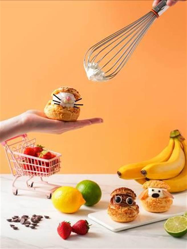 4月连假来临，「普诺麵包坊」祭出童趣泡芙甜点抢攻节庆商机，购买3入享9折优惠。（普诺麵包坊提供）