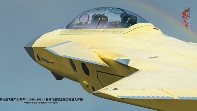 这几年歼-20仍在不断地试验与改进，除了引进最先进航电设备外，也研发了改良型与双座型。图为成都飞机公司公布漆成黄色的歼-20双座型试验机。（图／网路）