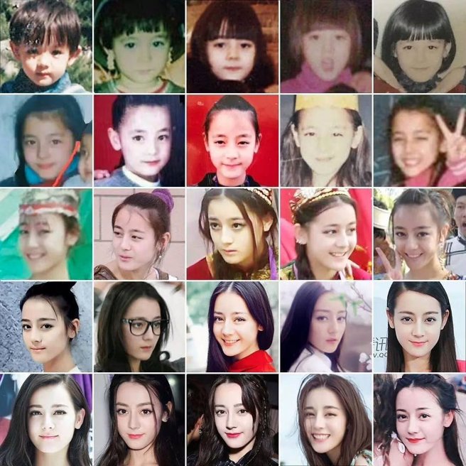 粉丝晒出迪丽热巴从小到大每个时期模样。(图/撷取自微博)