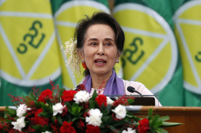 缅甸军政府昨天解散了翁山苏姬（Aung San Suu Kyi）所领导的全国民主联盟（NLD）及其他39个政党。（图／美联社）