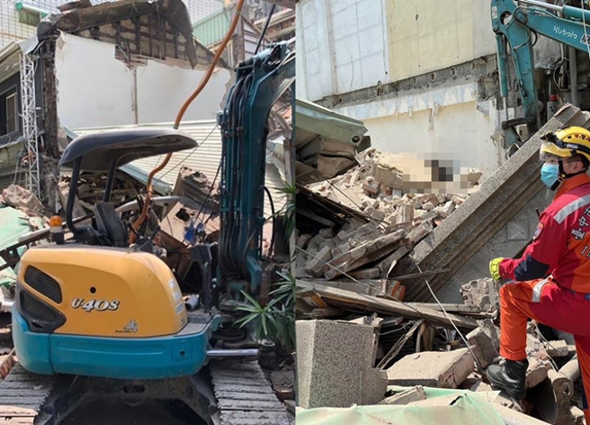 台中市台湾大道一旁巷弄传出房屋倒塌意外，3名工人遭活埋，其中1人送医不治，而遭活埋伤者的儿子在现场非常着急，并怒吼「还要多久？那我爸欸」。（民眾提供）