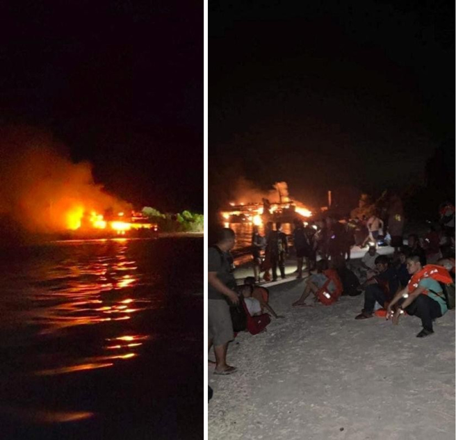 睡梦中被烧成焦尸！菲律宾渡轮失火31死 乘客跳海逃生（合成图/路透社）
