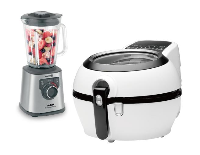 统一时代百货台北店的法国特福 360度旋风气炸锅、PerfectMix+调理机，原价1万5890元，特价6000元，限量5组。（统一时代百货台北店提供）