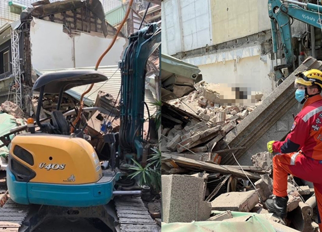 台中市中区台湾大道30日惊传老宅倒塌活埋3名工人意外，工程人员拆除老宅后疑未施作护墙措施，开挖地基不久造成隔壁百年老宅突然倒塌，现场3名工人惨遭活埋不治。（翻摄照片）