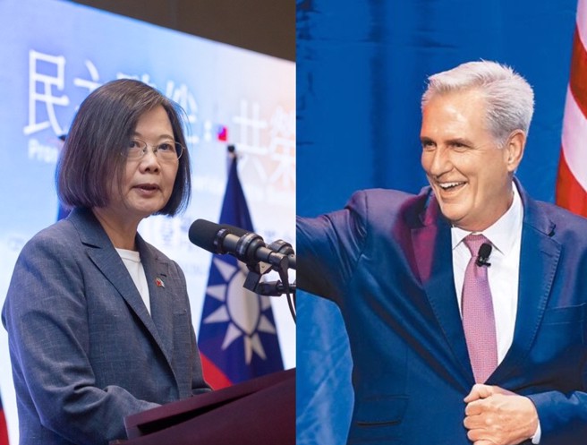 总统蔡英文将在美国时间5日上午10时与美国眾议院议长麦卡锡会晤，引起各界关注。（资料照片）