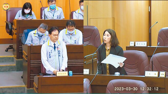 桃園市議員舒翠玲30日批前市長鄭文燦任內頻頻「拋售祖產」，甚至寅吃卯糧，新市長張善政的70億歲入恐無法達標。（蔡依珍攝）