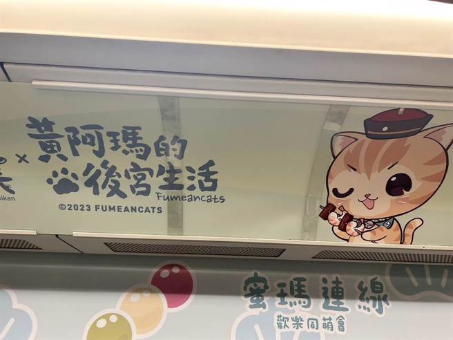 高捷期間限定的「蜜瑪」聯名彩繪列車。（崔正綱攝）