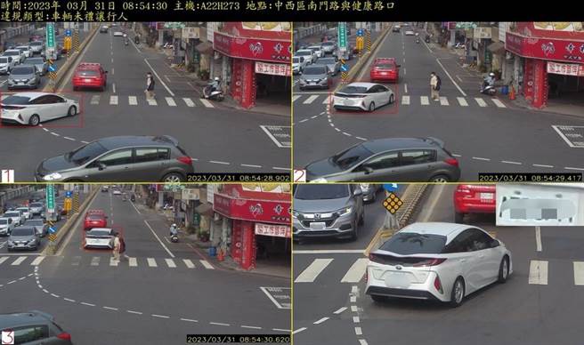 车辆未礼让行人加重处罚新制上路，台南2天来科技执法侦测155件违规。(台南市政府提供／曹婷婷台南传真)