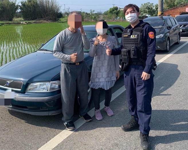 老夫妇访桃园海芋季报案车遭窃，大园警方调行车轨迹帮找回。(警方提供／吕筱蝉桃园传真)