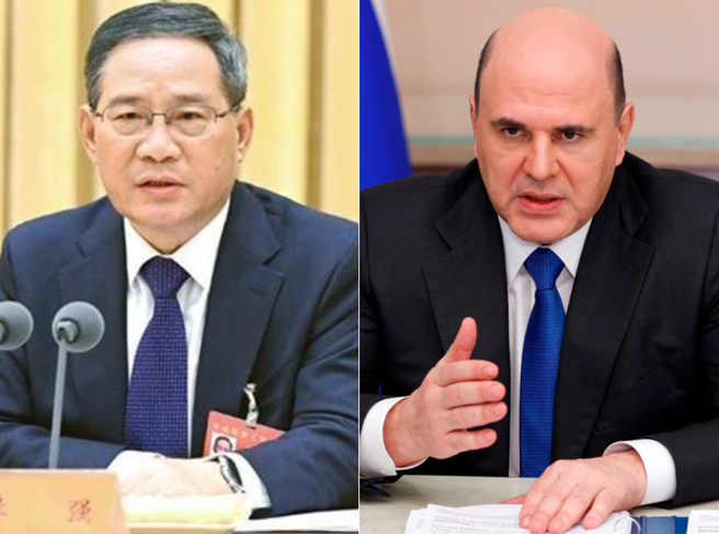 李強通話俄羅斯總理重申落實兩國元首共識。（資料照／新華社、美聯社）