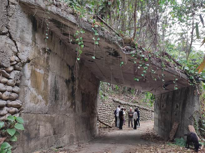 這座石板隧道遭到居民認為年久失修又無功用，不但會卡到農具進出，還可能有坍塌風險，更有人笑稱「失敗版神隱少女隧道」。（台中市議員張芬郁提供／潘虹恩台中傳真）
