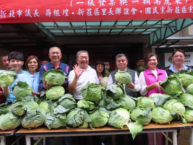 新北议长蒋根煌发起发票换高丽菜，预计送出2万5000高丽菜。（叶德正摄）