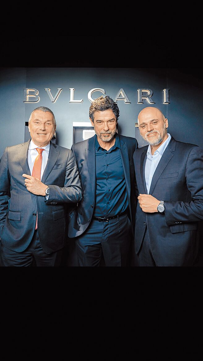 宝格丽全球总裁Jean-Christophe Babin（左起）、义大利导演Alessandro Gassmann与宝格丽腕表董事总经理Antoine Pin主持Octo Roma腕表派对。（BVLGARI提供）