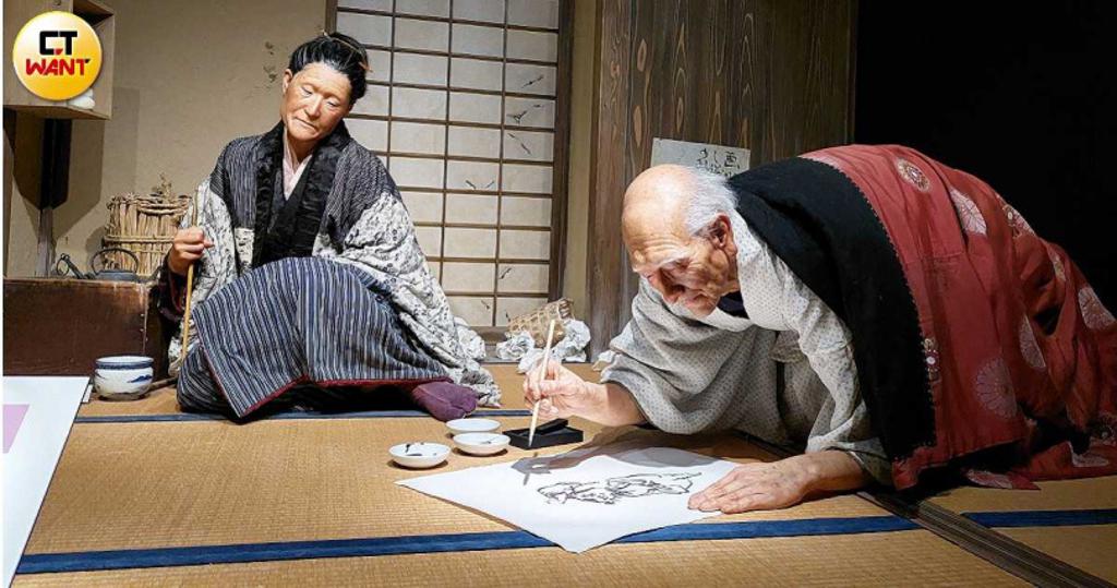 葛飾北齋在84歲時曾在墨田和女兒同住，常設展中也重現其畫室模型。（圖／魏妤靜攝）