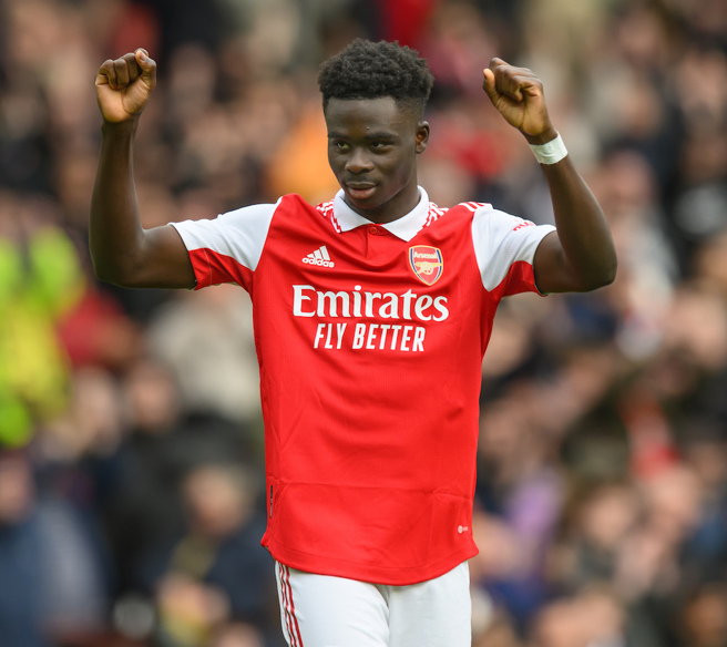 兵工廠球星 布卡約·薩卡 Bukayo Saka 在球會和英格蘭代表隊都表現出色（圖片來源︰達志影像）