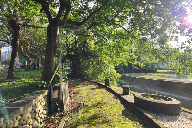 罗东高中校园环境优美，成了「Minecraft」制作素材。（杨恩宇提供）