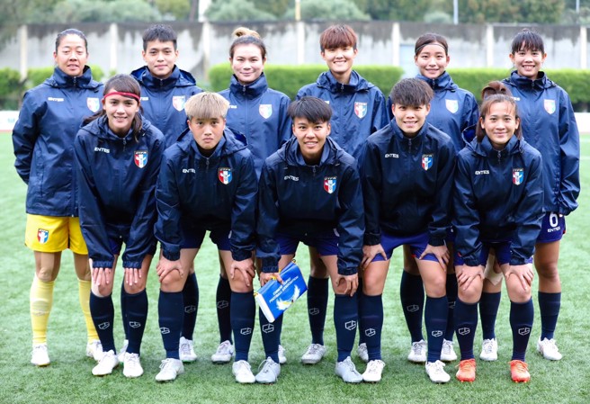 中华女足在巴黎奥运第2轮资格赛分组出炉，图为首轮对印尼的先发11人赛前合照。（资料照／中华足协提供）