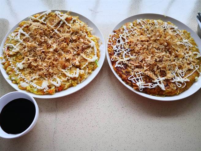 高丽菜大阪烧色香味俱全。（埤头乡农会提供）