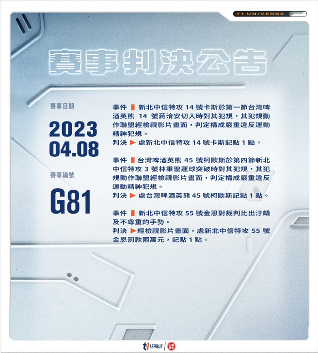 联盟判决公告。（T1联盟提供）