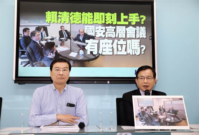 蔡英文總統日前PO出國安會議照片，僅看見總統府幕僚和國安局長、國安會秘書長參加。立法院國民黨團今召開記者會，質疑總統府為何不依法邀請副總統賴清德、國防部長邱國正參加國安會議？（姚志平攝）