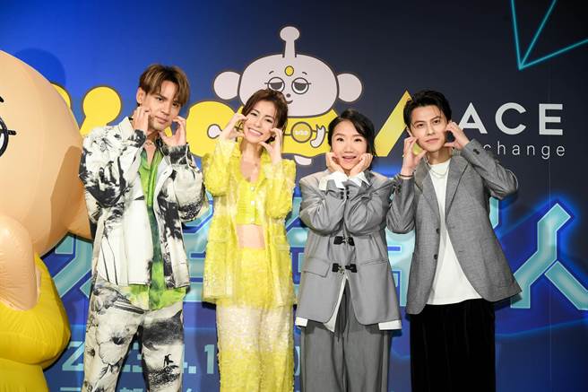 陈零九（左起）、任容萱、陶晶莹、王子今天出席新节目《BIBO愿望合伙人》记者会。（三立提供）