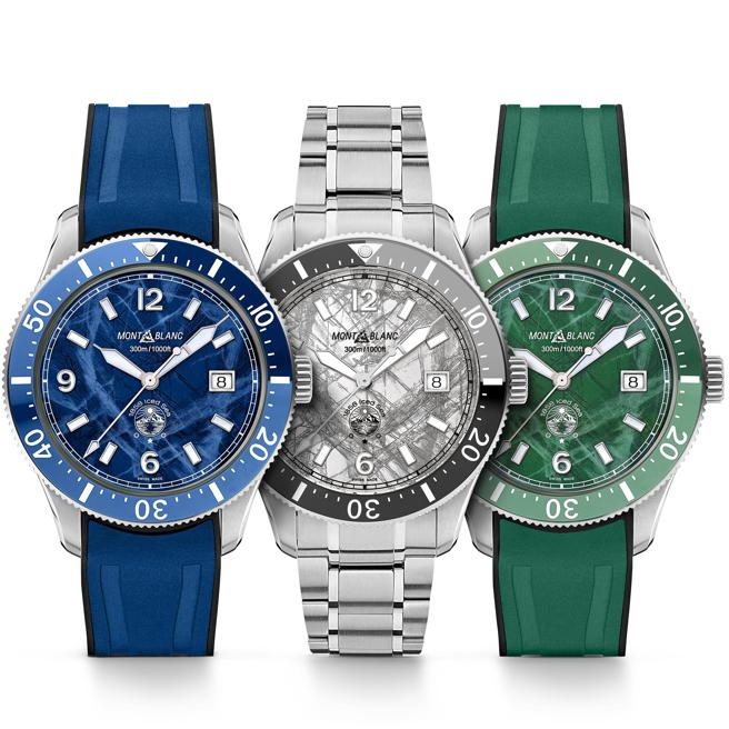 万宝龙1858系列Iced Sea日期显示腕表，今年新增冰河灰表盘。（Montbalnc提供）