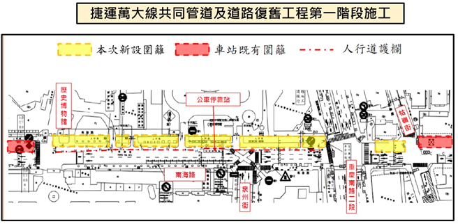 配合万大线施工，南海路15日起将再缩减车道。（警方提供）