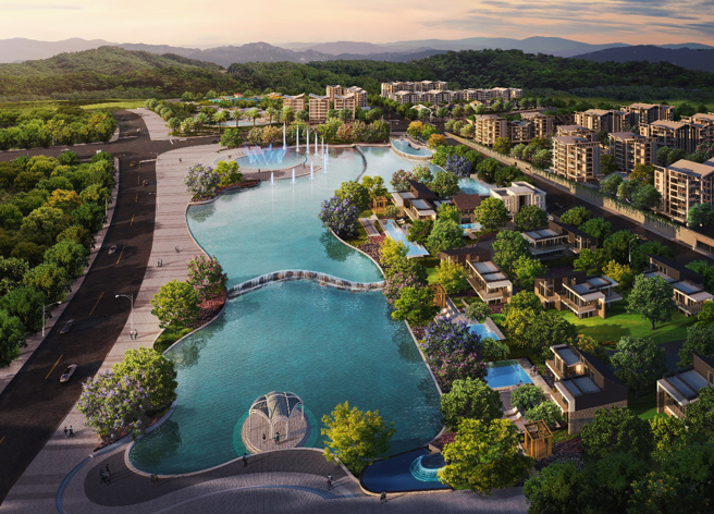 「宏道新竹帝宝」规划美式大庭园微型城市，吸引许多归国子女、资金回流的台商购屋。（甲山林集团提供）