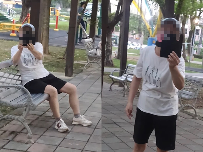 妇人要原PO「裤子脱下来、衣服脱下来」，还辱骂八婆，妇人的小狗也不断挑衅原PO牵的大狗，双方在争执过程中，妇人放在椅子上的小狗还自己跑走。（翻摄自脸书「爆料公社」）