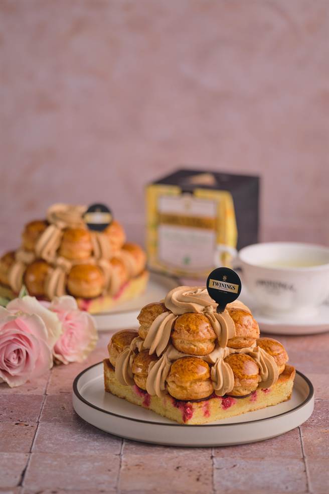 深夜里的法国手工甜点「唐寧莓果花园泡芙塔」，680元。（TWININGS唐寧茶提供）