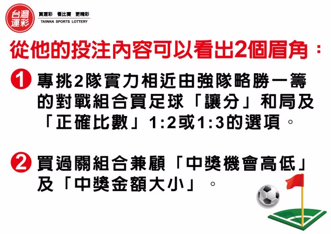 从他的投注内容可以看出2个眉角