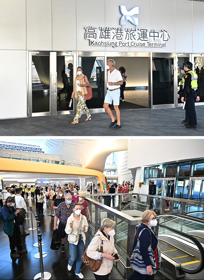 馬紹爾籍豪華郵輪「七海探索者號」3月6日靠泊高雄，吸引約600名旅客下船觀光。(攝影/Carter)
