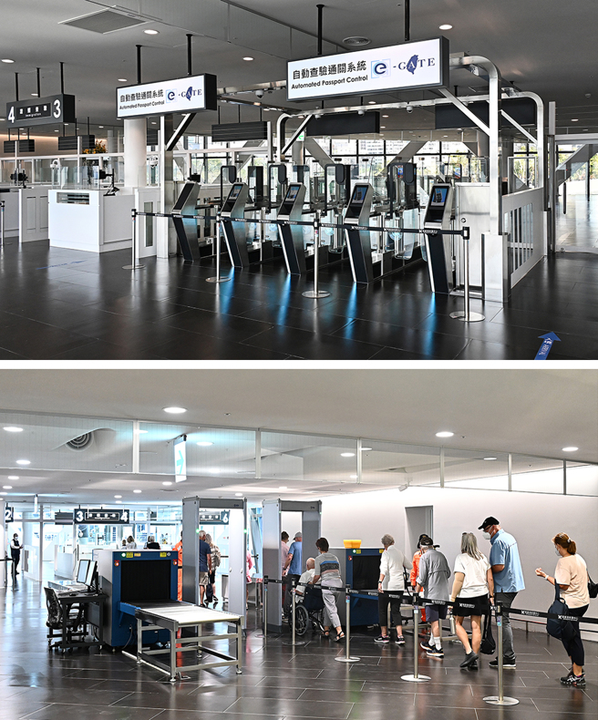 位於2樓通關區共設有22道人工櫃檯及4道自動通關櫃檯，為提供旅客快速、便捷的通關服務，(攝影/Carter)
