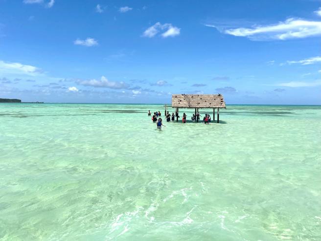 雄狮旅游即日起至6月24日携手星宇航空独家合作关岛包机22架次，到美丽的关岛自由行每人不到2万元；图为比基尼岛的沙洲游览体验。（何书青摄）