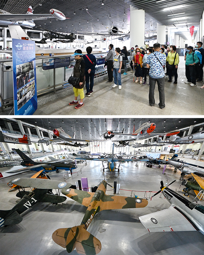 航空教育展示館是亞洲最早懸吊式飛機展示館，並展示空軍建軍以及中共投誠時曾經使用的軍用航空器。(攝影/Carter)
