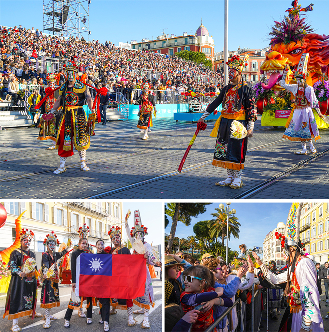 鼓山地岳殿吉胜堂八家将受邀参加「2023年法国尼斯嘉年华」，获得热烈迴响，让臺湾家将文化站上国际。（图片提供/高雄地岳殿）
