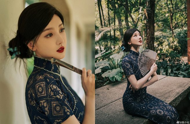 陈小纭旗袍扮相收到称讚。（图／取自陈小纭微博）