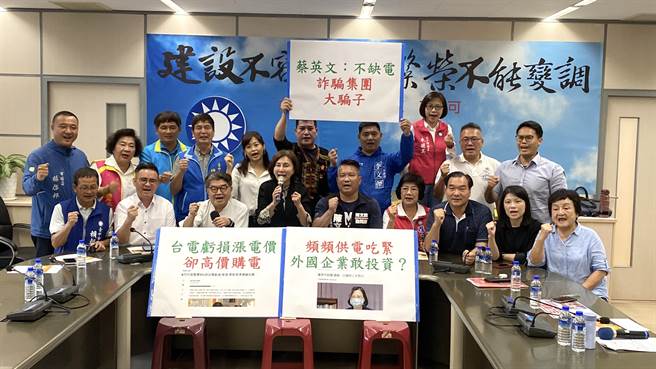 台中市议会国民党团今天开记者会痛批，蔡英文总统信誓旦旦说不缺电「拢系假」，民进党对稳定电力无能，影响民生经济甚鉅。（张亦惠摄）