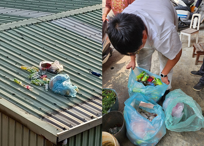 男子才带着老婆、小孩回到台湾，就收到邻居说「你家屋顶都垃圾」让他气诈。（翻摄自脸书爆料公社二社）