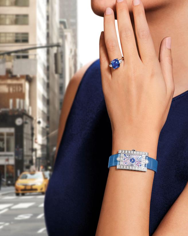 海瑞温斯顿第五大道Avenue Classic系列Graffiti珠宝表，充满纽约街头的艺术氛围。（Harry Winston提供）