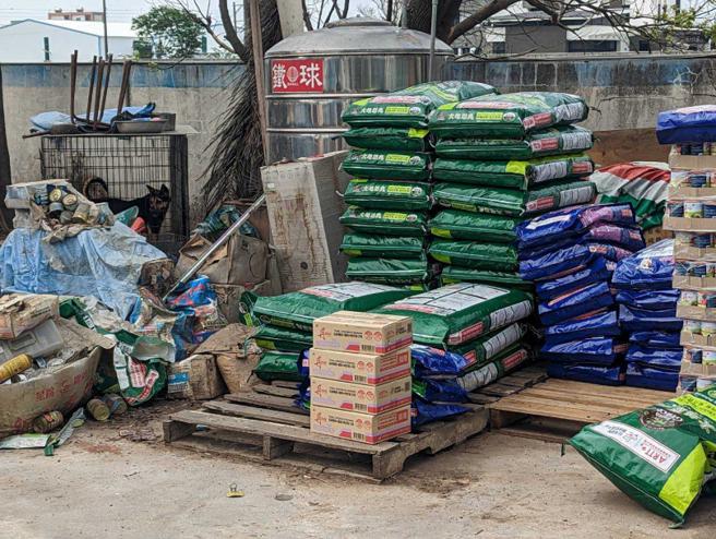  负责人指出，因虐猫事件影响园区里几乎要断粮，但实际前往却可以看见，相关物资在大太阳底下曝晒，更有成箱完整罐头因此腐败。（图／翻摄画面）