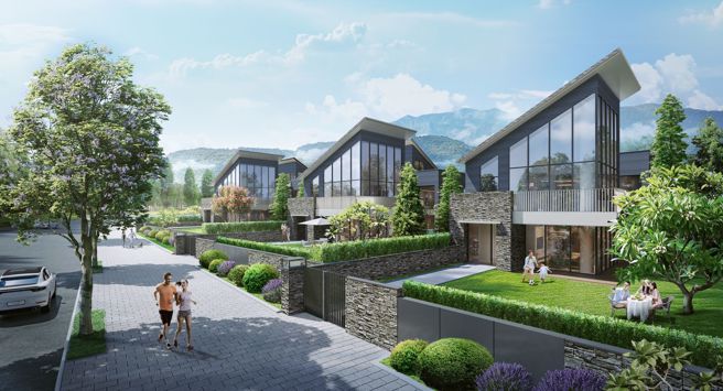 有别于过去台湾式连栋透天设计，「宏道新竹帝宝」是全台极其罕见的社区管理、美式大庭园微型城市规划。（甲山林集团提供）