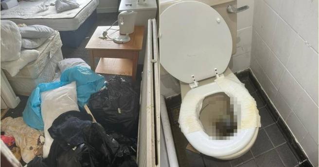 英国一家人出游入住饭店，没想到打开惊见可怕画面。（图／翻摄自推特）