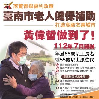 今年7月起擴大老年健保補助 台南仍堅持排富