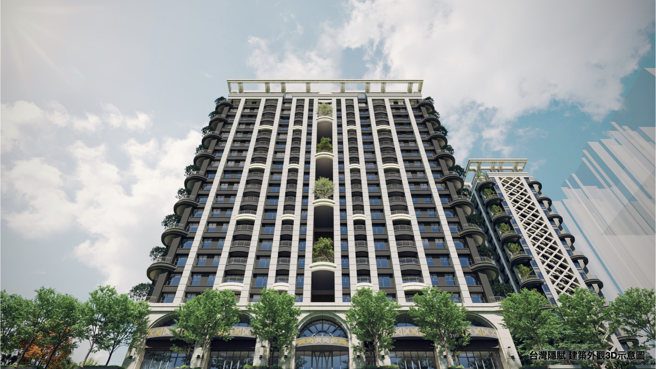 「台湾隐赋」特聘北市豪宅推手吕建勋操刀，规划飞檐语汇及新古典美学外观。(图/业者提供)