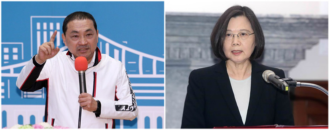 北市议员李彦秀表示，新北市长侯友宜(左)明快、总统蔡英文(右)怯懦，可谓高下立见。(合成图/本报系资料照)
